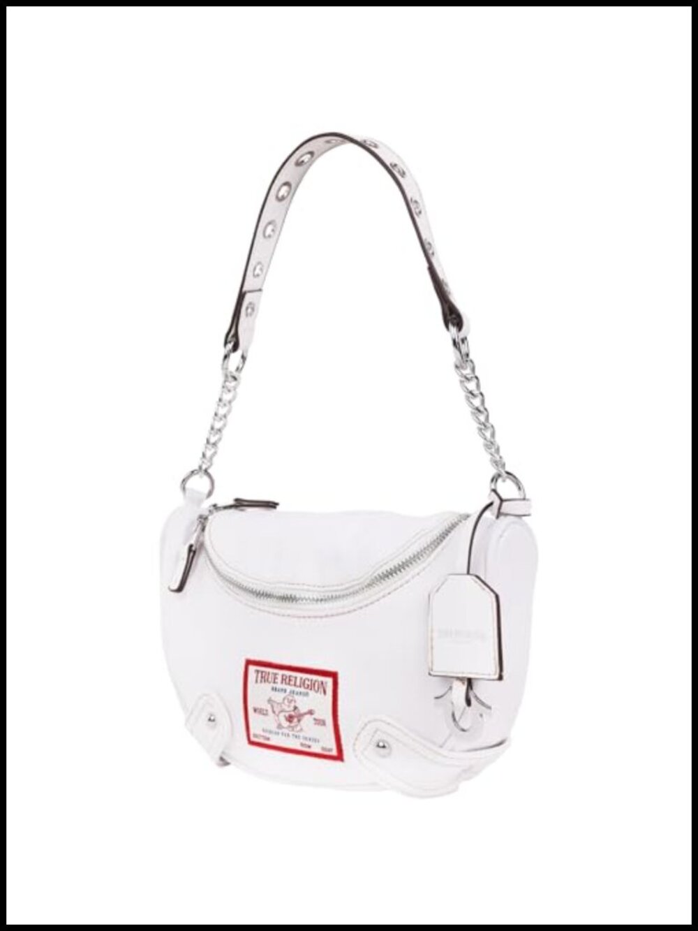 Hobo Bag with Chain Strap and Grommet Accents